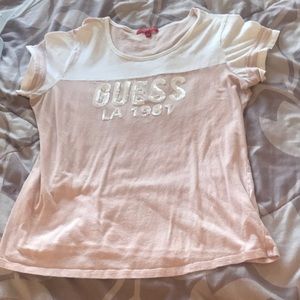 Guess white and light pink T-shirt